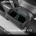 LUCKEASY for Tesla Model Y 2021-2024 Model 3 2021-2022 Instrument Panel Tray (Only Front Driver) Storage Tray Phone Holder Key Chains Box Anti-Slip Silicone Black
