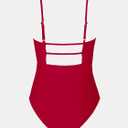 CUPSHE Women Swimsuit One Piece Bathing Suit Square Neck Cutout Back Tummy Control with Adjustable Spaghetti Straps (Red, M)
