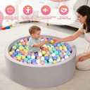 Foam Baby Ball Pit 35.4"x 11.8" for Toddlers, Soft Round Kiddie Playpen Ball Pool for Kids with Soft Memory Sponge for Babies Indoor Game(Balls not Included) Light Gray 35.4IN