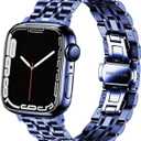 DEALELE Bands Compatible with Apple Watch 49mm 46mm 45mm 44mm 42mm, Solid Stainless Steel Metal Replacement Strap for iWatch Series 11/10 / 9/8 / 7/6 / 5/4 / 3 / SE/Ultra, Blue