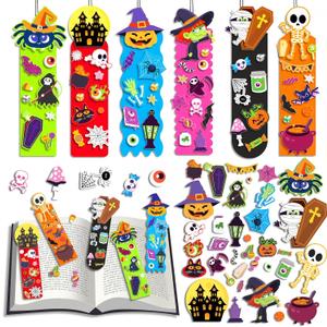 AuroTops 24 Pack Halloween Crafts for Kids,Halloween Bookmarks for Kids Party Favors DIY Bookmarks Kits Trick or Treat Gifts Goodie Bags Gifts Treat Bags Fillers Bulk Classroom Prizes Party Decoration