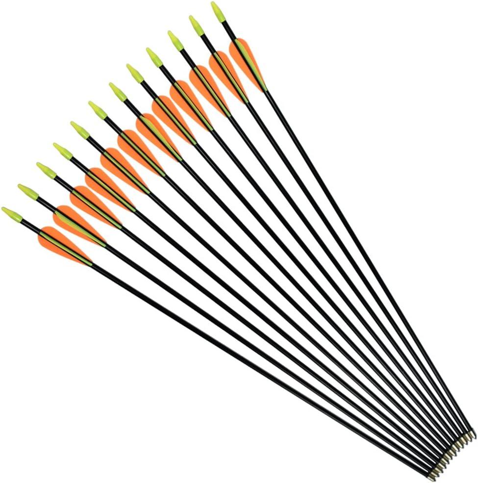NIKA ARCHERY 28 Fiberglass Arrows for Youth Practise Recurvebow Compound Bow Shooting (12 pcs 28 inch Black Shaft)