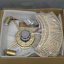 20'' Boho Rattan Ceiling Fan with Light, Coastal Caged Ceiling Fans with Lights and Remote Control, Enclosed Hidden Flush Mount with Reversible 6 Speeds for Living Room Bedroom Nursery