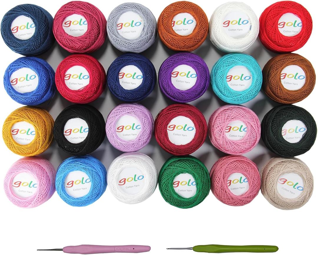 Crochet Thread Balls 24 Skeins Embroidery Thread Crochet 24X10g Yarn for Hand Knitting