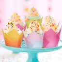 Whaline 200Pcs Bicolor Gradient Tulip Cupcake Liners Greaseproof Muffin Baking Liners Spring Easter Tulip Cupcake Wrappers Baking Cups for Bridal Shower Wedding Birthday Party Decor