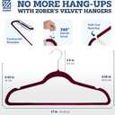 Zober Premium Quality Space Saving Luxurious Velvet Hangers Strong and Durable Hold Up to 10 Lbs - 360 Degree Chrome Swivel Hook - Ultra Thin Non Slip Suit Hangers, Royal Red/Burgundy - 50 Pack