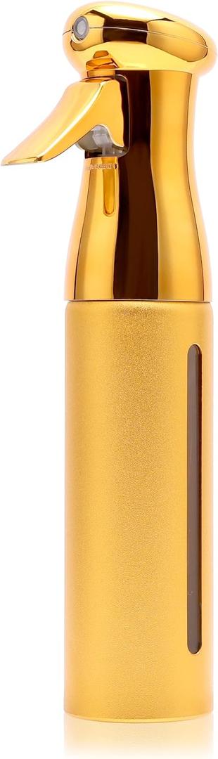 Salon Style Hair Spray Misting Bottle, Fine Mist Continuous Spray Bottle10 Oz Shiny Aerosol Free Water Mister for hairstyling,Cleaning Solutions Dispensing (Gold)