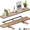 Ballucci Floating Shelves for Wall, 60" Wood Wall Shelf Set of 2, with Invisible Brackets for Bathroom, Living Room, Bedroom, Kitchen, Nursery, 8" Deep, Oak Finish