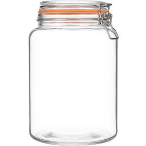 kitchentoolz Large 1 Gallon Glass Mason Jar Extra Wide-Mouth with Hinged Lids, Airtight Leakproof Glass Canning Jars, Container for Preserving, Overnight Oats - Pack of 1