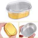 100 Pack Mini Aluminum Baking Cups with Lids, 3 OZ Disposable Ramekins Muffin Liners Containers, Individual Pie Tin Cup for Dessert, Creme Brulee, Pudding, Cupcake