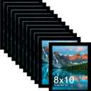 Picrit 8x10 Picture Frame Set of 12, Display 5x7 with Mat or 8x10 without Mat, Photo Frames for Wall Mounting or Table Top Display, Black
