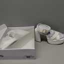 DREAM PAIRS Women's Platform Chunky Heels Square Open Toe Ankle Strap High Heeled Sandals Y2K Shoes for Party Brunch (9, White)