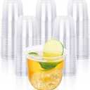 KesaPlan 100 Pcs Disposable Stemless Glasses 12oz Crystal Plastic Wine Glasses Clear Classic Cup for Meeting Weddings Birthdays Cocktail Christmas Party Supplies