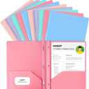 HABGP Two Pocket Folder with Prongs (10 Pack, Pastel Colors), Plastic Folders with Pockets and Business Card Holder, Folders with Pocket Fit Letter Size, Organizing Papers in School, Office & Business (2 set (10 pcs))