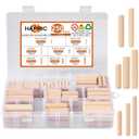 250 Pcs 8 Size Wooden Dowels 1/4'' 5/16'' 3/8'' Wooden Dowel Pins Hardware Pins Fluted Wood Dowels for Crafts Furniture Woodworking DIY Crafts