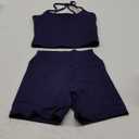 Women 2 Piece Workout Set Spaghetti Straps Cross Back Sports Bra V High Waist Biker Shorts Gym Outfit with Pocket, XS