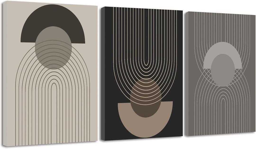 Boho Vintage Line Wall Art Framed Mid Century Bohemain Wall Decor Abstract Modern Artwork Home Office Living Room Prints Ready to Hang 12x16in Framed (16L" x 12W", Wrapped Framed)
