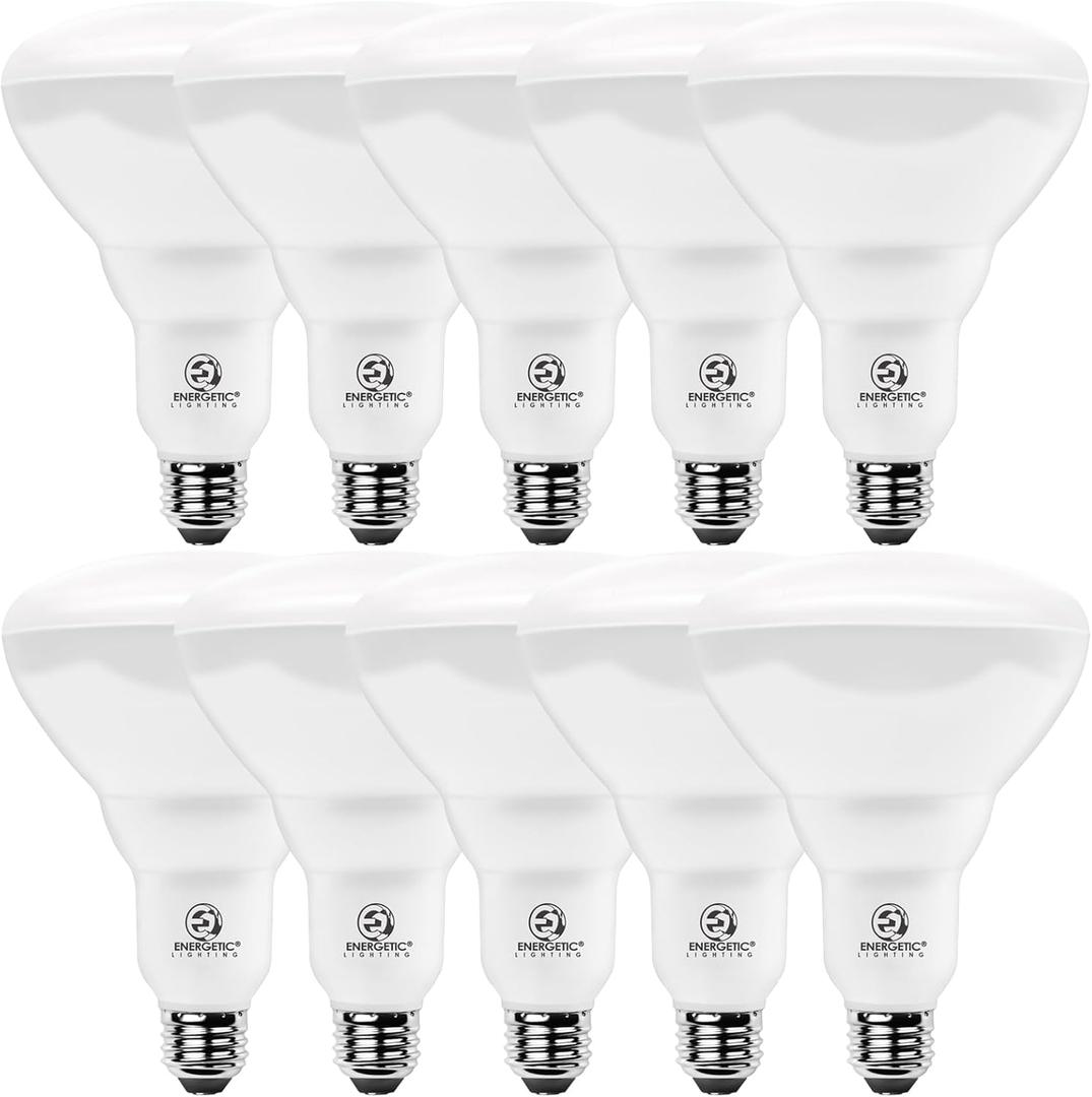 Energetic BR40 LED Indoor Flood Light Bulbs, Dimmable, 5000K Daylight, 110W Equivalent, 1600LM, E26 Base, Recessed Can Light, High Lumen, Flicker Free, UL Listed, 10 Pack