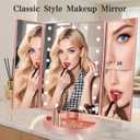 Flymiro Tri-fold Lighted Vanity Makeup Mirror with 3x/2x Magnification,Light up Mirror for Makeup,Touch Screen 21 LEDs,180 Rotation Countertop Cosmetic Mirror,Gifts for Women Mom Teen Girls