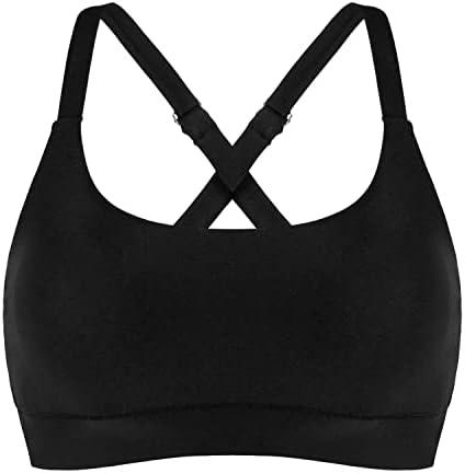Women’s Supportive Scoop Neck Sporty Swimsuit Cross Spaghetti Strap Bathing Suit Bikini Top, Size Large