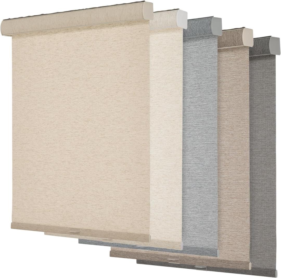 Persilux Light Filtering Roller Shades for Windows,Cordless,Linen Fabric,Roller Blinds,Thermal Insulated Fabric UV Protection Shades for Home,Office,Bedroom,Door,Light Filtering-Beige,22.5" W X 72" H