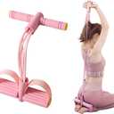 Multifunction Tension Rope, Pedal Resistance Band with Handle, 6-Tube Thickened High and Resilience Pedal Ankle Puller for Women Training, Pink