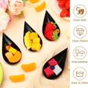 400 Pcs 4 Inch Plastic Appetizer Spoons Tasting Disposable Mini Appetizer Plates Tear Drop Serving Dessert Teardrop Asian Spoon for Party Dessert Dishes Catering(Black)