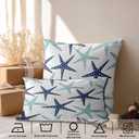 Coastal Nautical Pillow Covers, Coastal Nautical Starfish Repeat Pattern Navy Blue Lumbar 12 x 20 Inches Decorative Throw Pillow Covers Cotton Cushion for Sofa Bedroom Car, Blue 07, Set of 2