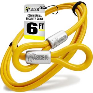 Commercial Heavy Duty Braided Galvanized Steel Theft Deterrent Security Cable with Looped Ends. (1/2 Inch Thick, 7x19 Construction, 6 Feet)
