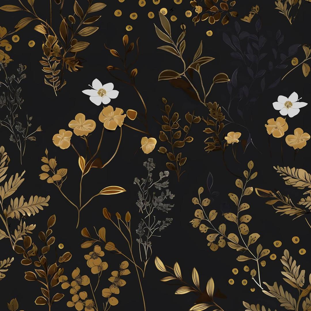Black Floral Wallpaper Peel and Stick Wallpaper Leaf Wallpapers Gold Leaf Contact Paper for Cabinets Waterproof Self Adhesive Wall Paper for Kitchen Countertop Wall 17.5" x 118" Black Floral Wallpaper Peel and Stick Wallpaper Leaf Wallpapers Gold Leaf Contact Paper for Cabinets Waterproof Self Adhesive Wall Paper for Kitchen Countertop Wall 17.5" x 118"