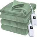 Sunbeam Royal Ultra Fleece Heated Electric Blanket King Size, 90" x 100", 12 Heat Settings, 12-Hour Selectable Auto Shut-Off, Fast Heating, Machine Washable, Warm and Cozy, Matcha
