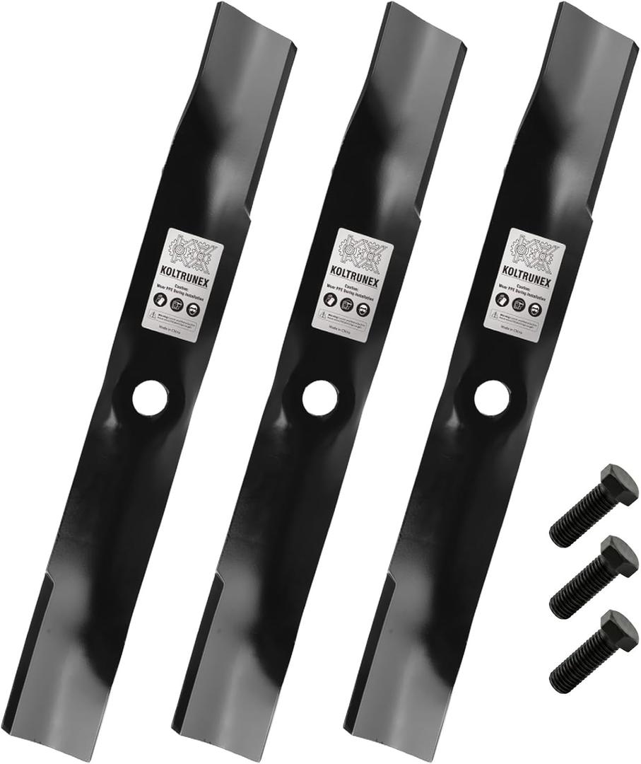 High Lift Mower Blades 21" Replacement for John Deere UC14208 Fits 60 Inch Deck Z720E Z730M Z735M Z735E Z740R Z760R Circle Center Hole 3 PCS with Bolts