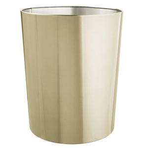 mDesign Round Metal Small 1.7 Gallon Recycle Trash Can Wastebasket, Garbage Container Bin for Bathrooms, Kitchen, Bedroom, Home Office - Durable Stainless Steel - Mirri Collection - Soft Brass