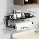 Danpoo Wall Mount Paper Towel Holder with Shelf for Bathroom/Kitchen, Adhesive Hand Towel Holder, Matte Black
