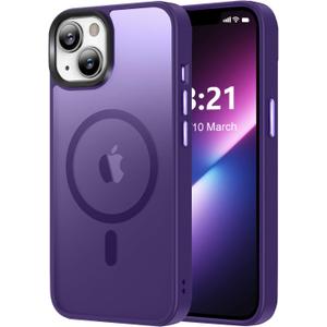 Vlanxie Upgraded Magnetic for iPhone 13 Case/ iPhone 14 Case, [Compatible with Magsafe & Military-Grade Protection] Slim Translucent Matte Phone Case for iPhone 13/ 14 6.1 inch, Deep Purple