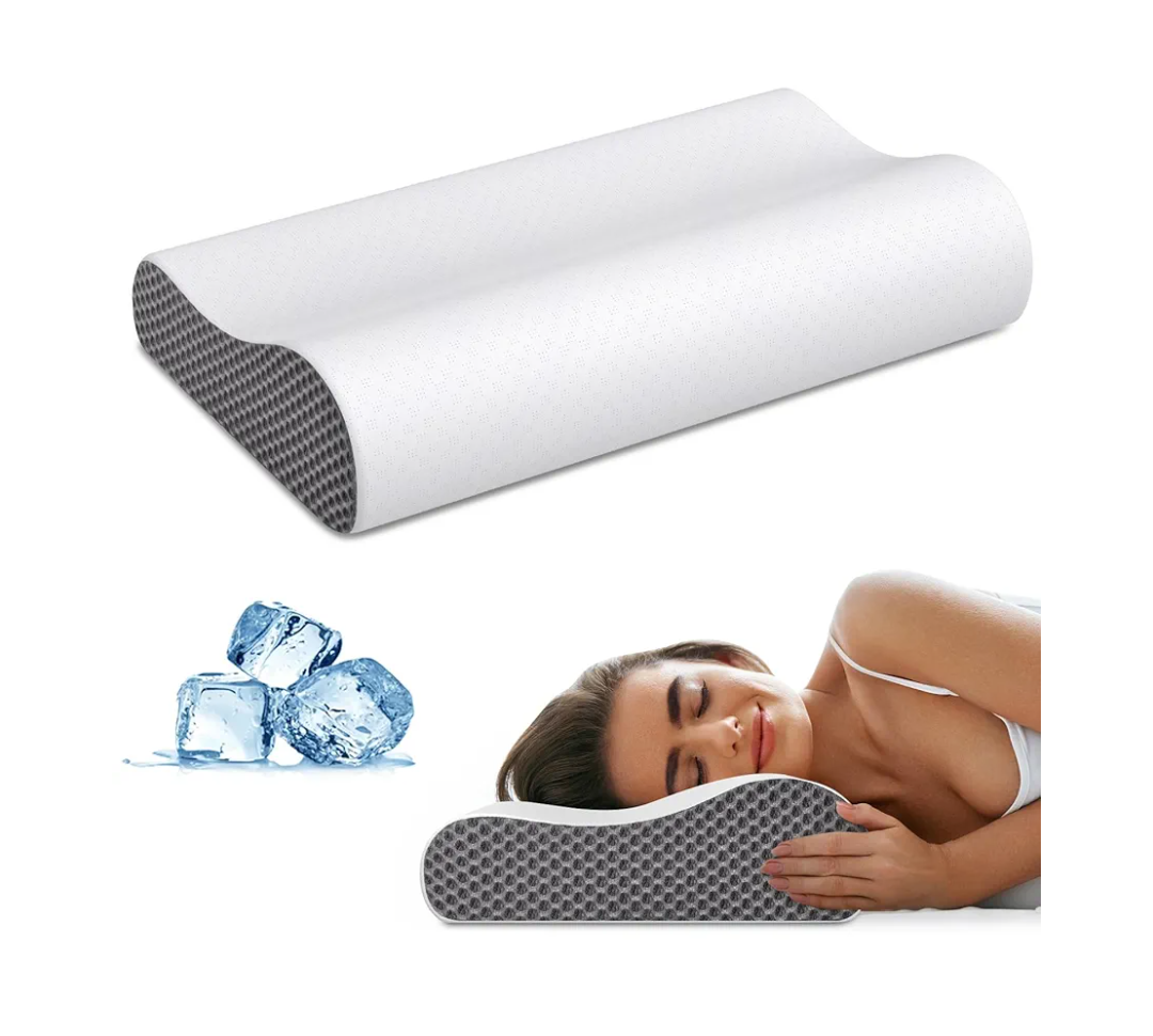 Cervical Neck Pillow for Pain Relief, Contour Memory Foam Pillows for Sleeping, Odorless Ergonomic Pillow Adjustable Orthopedic Cooling Pillow Bed Pillow Neck Support for Side Back Stomach Sleepers