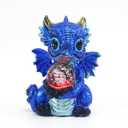 Dragon Statue Resin Dragon Figurine with Colorful Lights Crystal Ball Light Home Living Room Desk Office Festival Decorations (Blue)