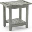 LUE BONA HDPS Shower Benches for Inside Shower, Gray Shower Stool for Shaving Legs with Shelf, Waterproof Shower Chair Seat for Spa Bathroom, Weather Resistant/Non-Slip/Handles/Indoor or Outdoor Use (Light Gray-oil Printed)