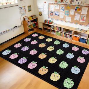 Breling Pastel Apple Classroom Rug 7'6" x 12' Large Classroom Carpet