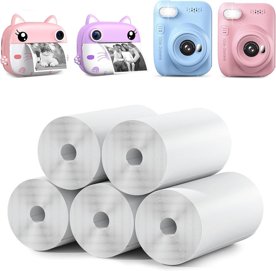 Kids Instant Camera Refill Print Paper-5 Rolls for Kids Instant Print Camera,HD Printing Thermal Print Paper Set Portable Refill Print Paper
