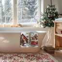 Christmas Scene Snowman Kitchen Towels Set of 2,Winter Farmhouse Decoration Hand Towels for Kitchen Decoration 16x24 Inches