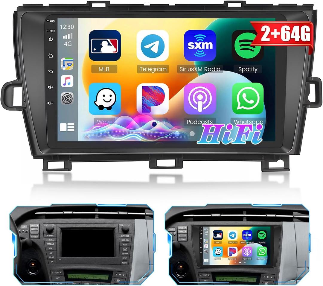 5G WiFi Android 13 Car Stereo for Toyota Prius 2010 2011 2012 2013 2014 2015, [HiFi] 9 Inch IPS HD Touch Screen Car Radio with Wireless CarPlay Android Auto Bluetooth GPS + Backup Camera