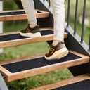 LifeGrip Anti Slip Traction Treads (10-Pack), 6 inch X 30 inch, Best Grip Tape Grit Non Slip, Outdoor Non Skid Tape, High Traction Friction Abrasive Adhesive for Stairs Step, Black (6" X 30" X 10P)