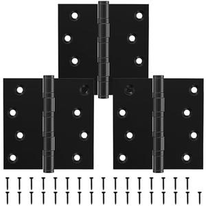 KOLET Ball Bearing Door Hinges, 4 x 4 Inches Door Hinges, Square Corner Heavy Duty Hinges, Commercial Grade Stainless Steel, Smooth and Non Removable Pin, Matte Black, 5 Pack