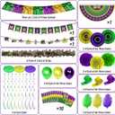 Mardi Party Float Decorations - 58 Pcs Banner Handheld Fan Flags Balloon Fringe Garland Crepe Paper Fans Pompoms Hanging Swirls Strips Feather Decor Set Carnival Supplies for Golf Cart
