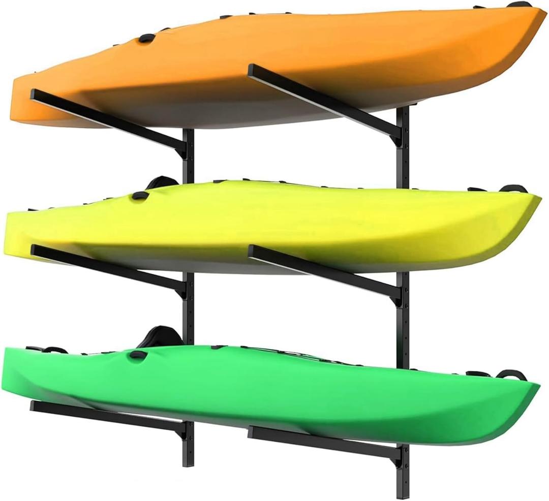 WALMANN Heavy Duty Wall Mounted Kayak Storage Rack for Garage, Adjustable Kayak Hangers for Wall, Holds Up to 220 lbs