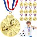 12 Pack Soccer Medals for Kids and Adults, 1st Place Medals Metal Gold Award Medals with Neck Ribbon, Participation Medals for Sports Competitions Celebration and Soccer Party Favors, 2 inch