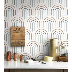 CiCiwind Peel and Stick Wallpaper Boho Contact Paper Cute Rainbow Removable Self Adhesive Eco-Friendly Vintage Wallpaper for Bedroom Bathroom Walls Covering Vinyl Film 118x15.5 (White and Teal)