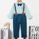 ZOEREA Toddler Baby Boy Suit Clothes Gentleman Wedding Outfits Long Sleeve Dress Shirt + Suspender Pants + Bowtie 1-5T (S)