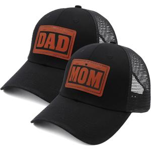 Folouse Gifts for Dad from Daughter, Dad Birthday Gifts Adjustable Hat, Perfect Present for Awesome Daughter Trucker Hat (Mom and Dad Hat Black)